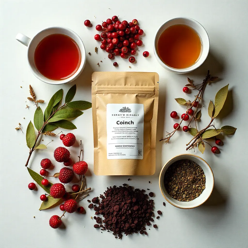 Flat lay of specialty Finnish herbal tea